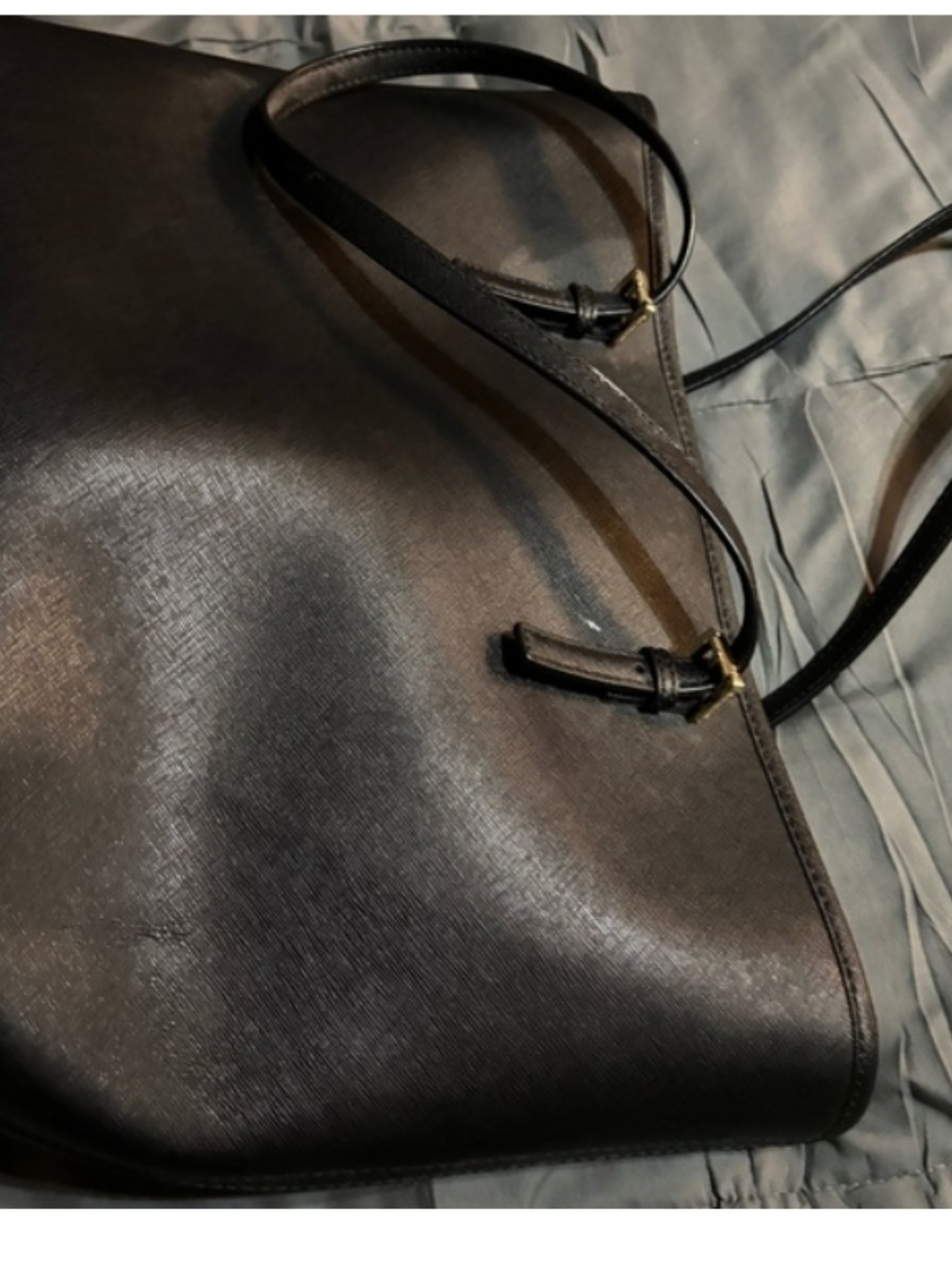 Michael Kors Jetset Jet Set Medium Black Leather Tote Shoulder Bag Gold Hardware - Picture 7 of 8